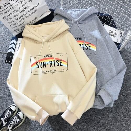 Fashion Ladies Hoodie Autumn and Winter Casual Pullover Sweater Top Letter Pattern Pocket Hooded White Sweatshirt