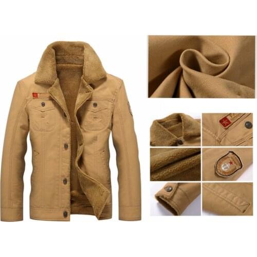 Man Jacket Retro Cotton Lapel Coat Plus Thick Velvet Plus Size Large Vintage American Casual Wear Warm Mantle Men Drop Shipping