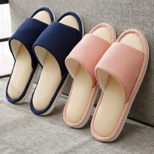 Couple breathable linen slippers female indoor slippers bedroom comfortable home shoes non-slip sweat-absorbent mens slippers