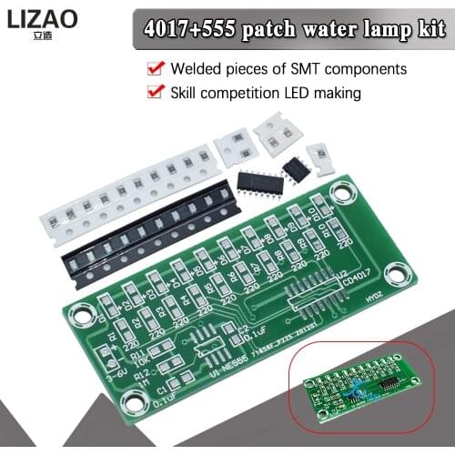 Smart Electronics Kit SMD Welding training NE555+CD4017 Light Water Flowing Light LED Module DIY Kit Learn electronic principles