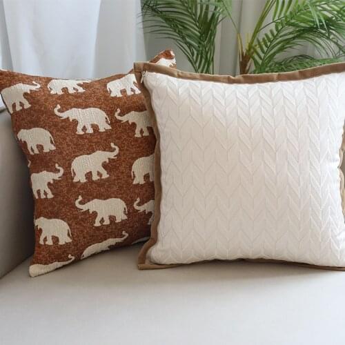 DUNXDECO Couch Cushion Cover Couch Decorative Pillow Case Modern Simple Ivory Geometric Elephant Soft Sofa Chair Coussin