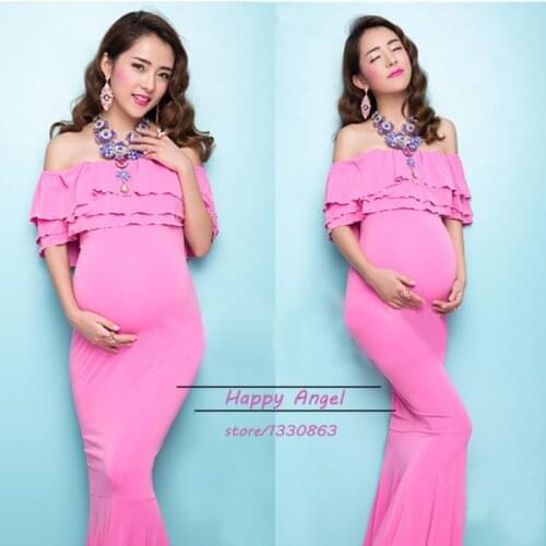 New Maternity Pregnant Women Photography Props Mermaid Noble Dress Pink set Fashion Free shipping Baby Shower Photo Shoot