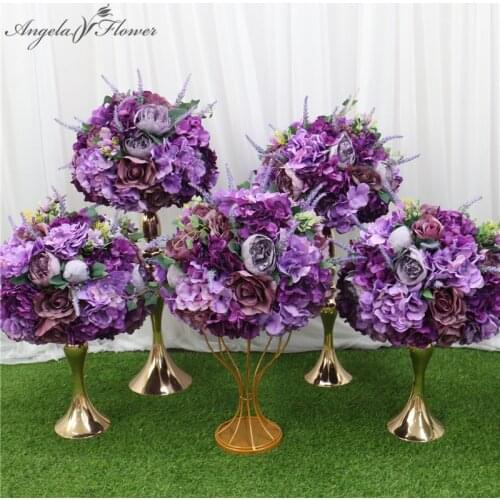 Custom 35/45cm artificial flower ball stand purple Lavender centerpieces arrangement decor wedding arch table flower bouqet vase