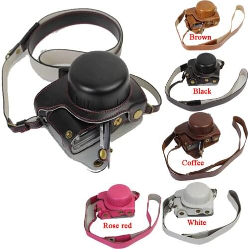 New Luxury Pu Leather Camera Case For Panasonic GF7 GF8 Portable Camera Bag Cover Body With Strap Open Battery Design