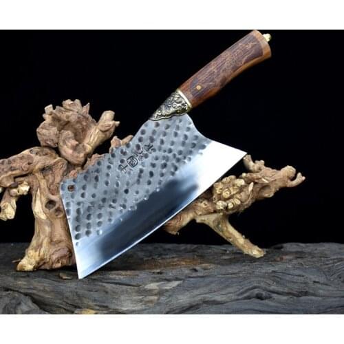DEHONG Dual cutting knife, longquan knife, kitchen knife, sharp chefs knife, hand-forged handle of sour branches and wood