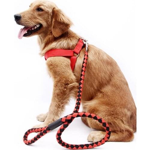 Big Dog Harness Leash Set Braided Traction Round Rope Large Medium Small Dog Chain Harness for Large Dog