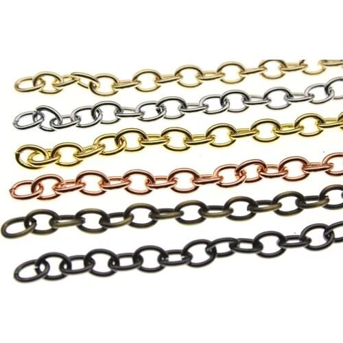1meters 7x9mm Strong Metal Iron Rolo Link Chains Bulk Gold Silver Black Color Necklace Chain Bags Chain For Jewelry Making Z580