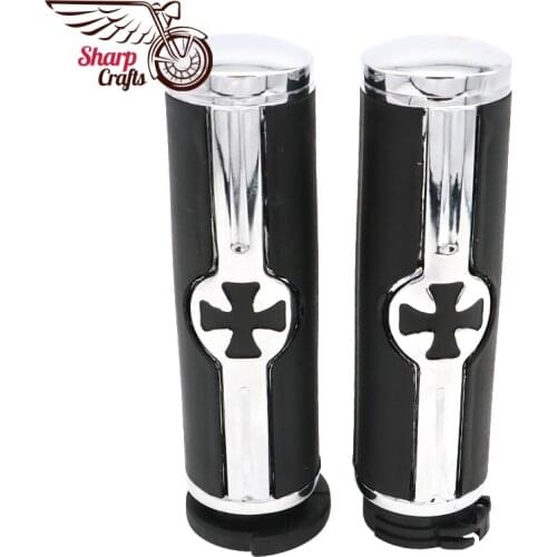 Motorcycle Rubber Cross Hand Grips Handle Bar Handlebar For Harley XL883 1200 X48 XL XR Dyna FLD Softail Fatboy Chopper Cruiser