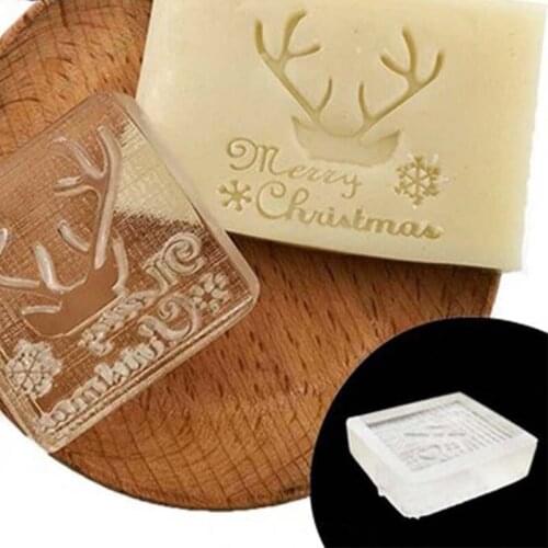 Christmas Pattern Acrylic Soap Stamp Transparent Natural Imprints Stamp Natural Organic Handmade Soap Making Supplies