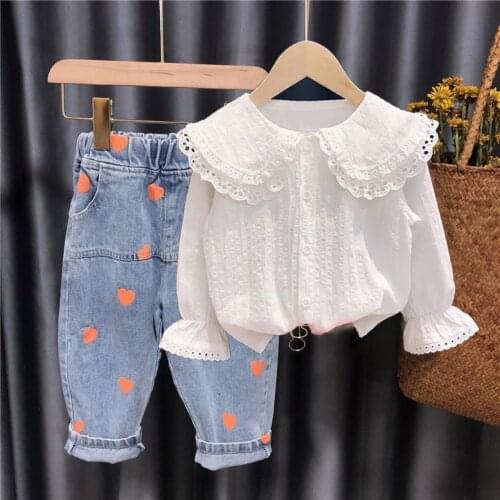 Girls Shirt 2021 Spring and Autumn White Shirt Korean Style Children Casual Fashion Long Sleeve Top