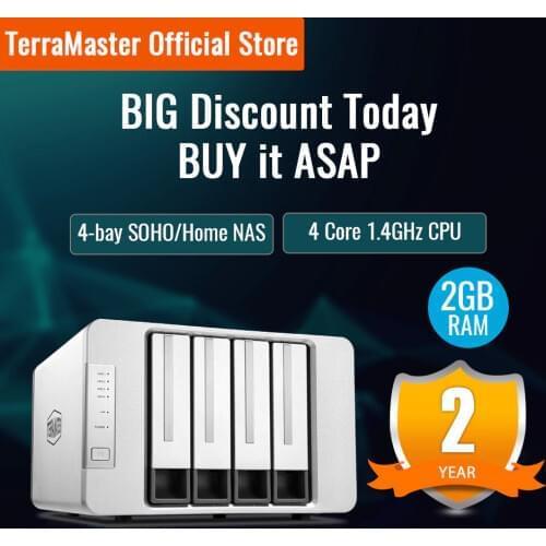 TerraMaster F4-210 4-bay NAS Quad Core 2GB RAM Network RAID Storage Media Server Personal Cloud Storage (Diskless)