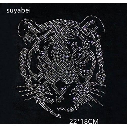 2pc/lot Tiger Rhinestone Bling Transfer Hotfix hot fix rhinestone transfer motifs iron on rhinestone transfer patch