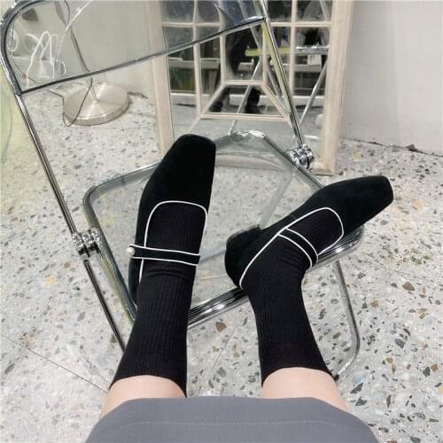 Retro Simple Square Toe Flat Bottom Ladies Single Shoes Summer New Style Black Fashion Comfortable Mary Jane Shoes