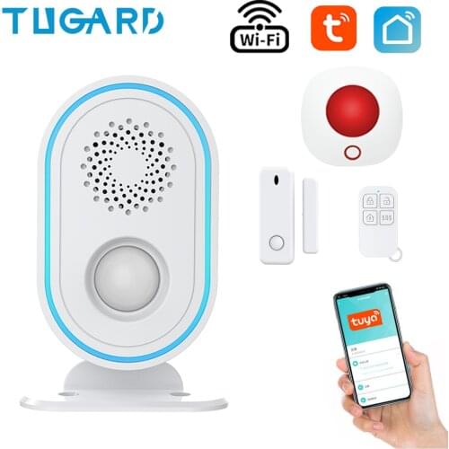 Tugard Wireless Tuya Smart Greeting Doorbell Alarm System With Door Sensor Siren,Apps Control Home Security Burglar Alarm Kit