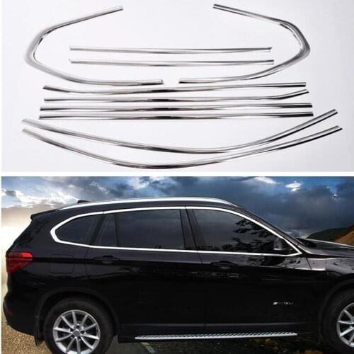 High Quality Stainless Steel Car Door Full Window Frame Window Sill Molding Trim Cover For BMW X1 2016 2017 2018 2019 2020