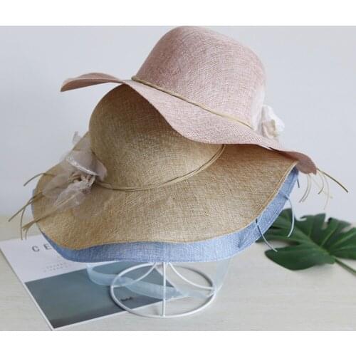 Summer Floral Straw Sun Hats Casual Women Wide Brim Bow Outdoor Beach Sun Caps Floppy Cap Fast Dry UV Protection Caps Fashion