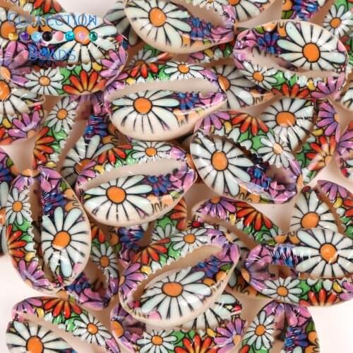 10-20mm Natural Colorful Daisy Seashell Cowrie Conch Loose Spacer Beads Beach for Jewelry Making Sea Shells Bracelet 10Pcs