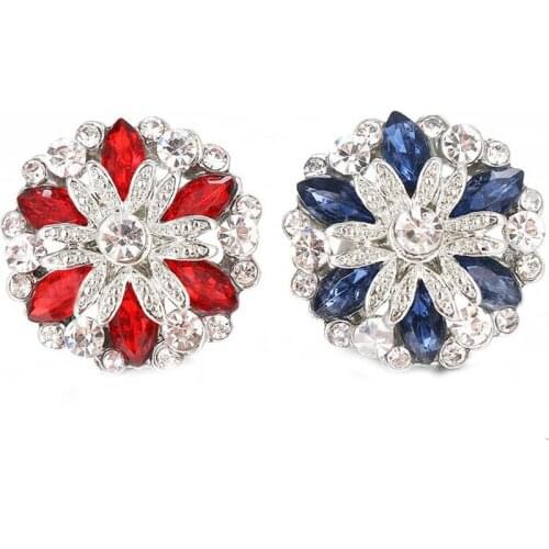 10pcs/lot Fashion New Arrival Snap Button Jewelry Rhinestone Flower 18mm Metal Snap Buttons Fit Silver Snap Bracelet for Women