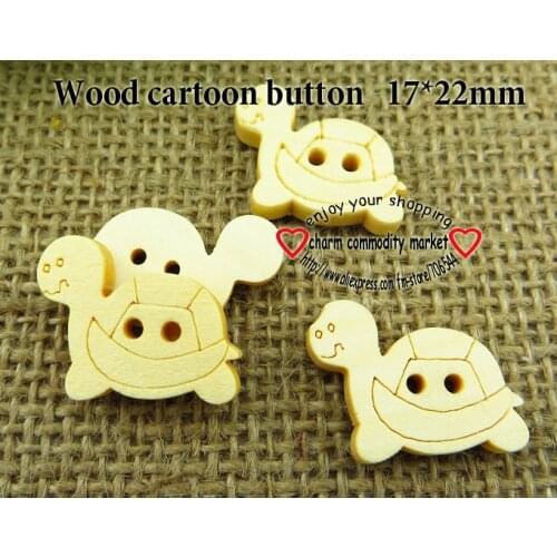 100PCS 17*22MM wood Tortoise cartoons buttons coat boots sewing clothes accessories WCB-160