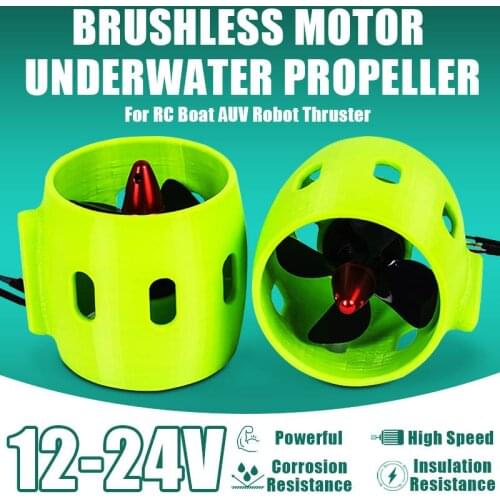 12-24V 17A 4 Blade Propeller Propulsion High Performance Brushless Motor Underwater Thruster Accessory for ROV RC Bait Tug Boat