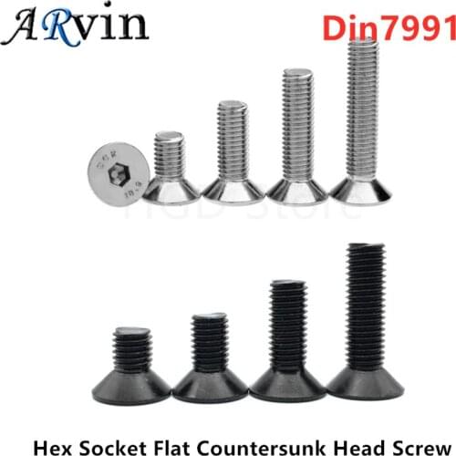 5-50pcs Allen Key Head Din7991 M2 M2.5 M3 M4 M5 M6 Stainless Steel 304 Or Black Hex Socket Flat Countersunk Head Screw