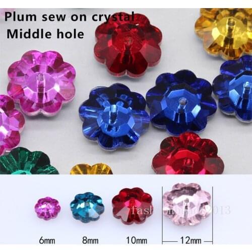 6,8,10,12 mm More Colors Plum Flower Shape Sew On Rhinestones Pointback Sew-on Stone Crystals Strass For Diy Garment Decorations