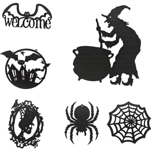 6 Pack Wooden Halloween Pendant Blank ing Ornaments DIY Painting Crafts New Year Party Decoration