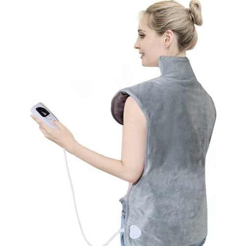 6 Heating Level Soft Microwave Neck and Shoulder Wrap Heating Pad Electric Auto Shut Off Body Warmer Back Pain Relief 94*56CM