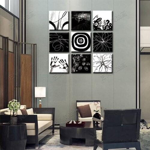 9PModern abstract Hotel Villa Southeast Asia Thai black and white abstract combination E version small paintings free shippment