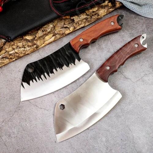 Damask Stainless Steel Kitchen Knives Forged Meat Cleaver Knife Chef Handmade Slicing Meat Vegetable Fruits Bone