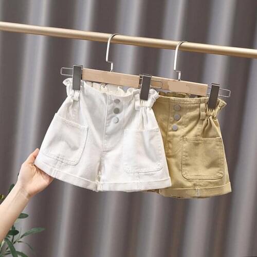 Baby Girls Shorts For Kids Summer Trousers Clothes Children Pants Toddlers solid white khaqi 90100110120130140
