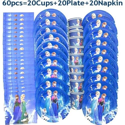 Disney Frozen Anna Elsa Princess Decoration Kids Birthday Party Supplies Paper Cup+Plate+Napkin Disposable Tableware Shower Set