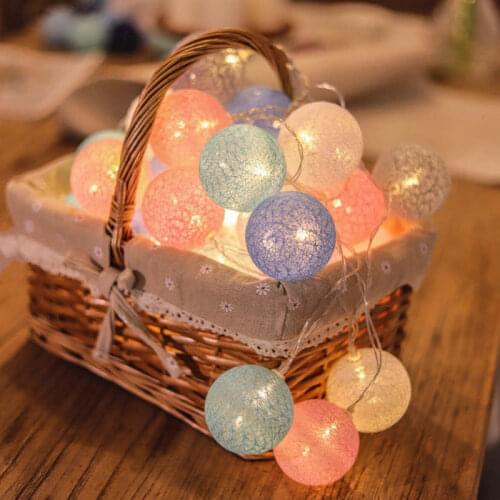 2.2M 20LED Cotton Ball Lights Christmas Holiday Fairy Garland String Lights for Outdoor Wedding Xmas Party Decoration Light Lamp