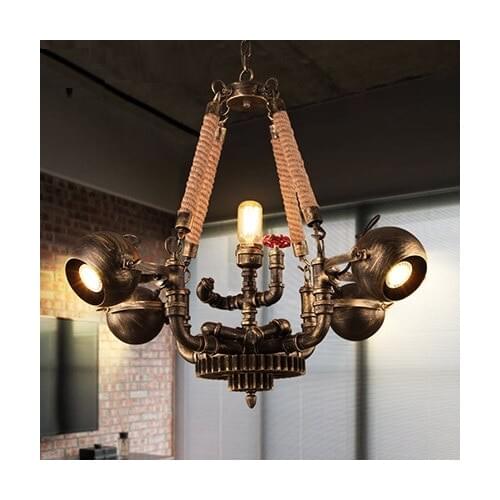 IWHD 5 Heads Lampara Loft Style Vintage Industrial LED Penant Lights Home Lighting Fixtures Water Pipe Iron Pendant Lamp