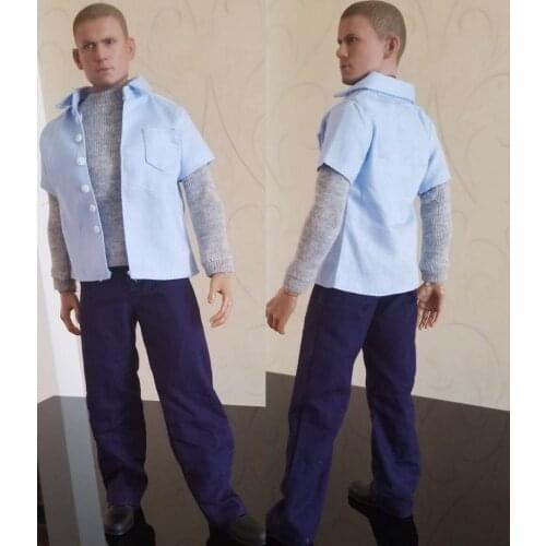 1/6 Male Jailbreak Male Protagonist Clothing Prisoners Clothes Prison Uniform Set for 1:6 Man Figure Clothes Accessory