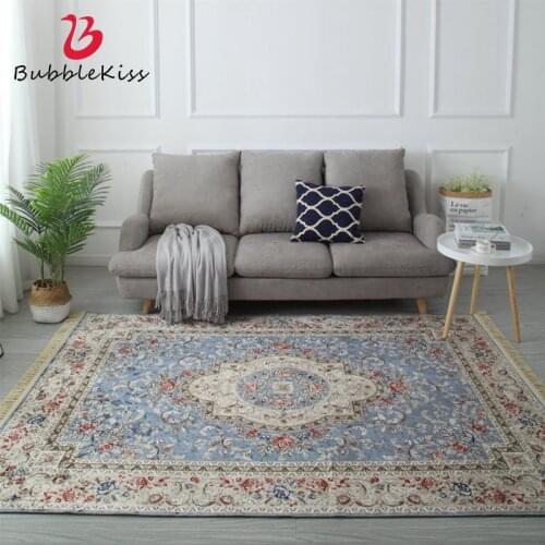 Bubble Kiss Carpets For Living Room European Style Light Luxury Retro Printing Long Carpet Tassel Design Area Rug For Bedroom