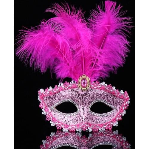 Colorful Feather Masquerade Mask Fashion Sexy Crystal Half Face Mask Cosplay Costumes Halloween Prom Party Props Accessories