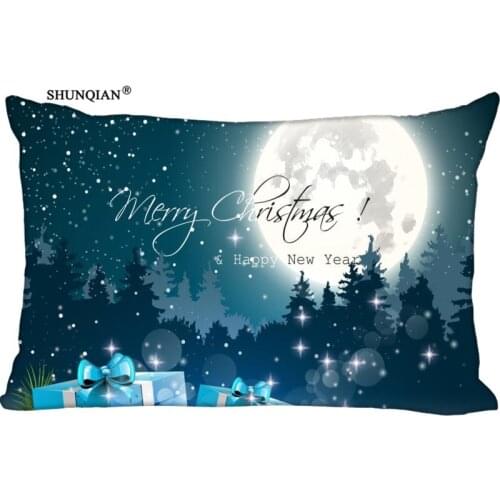 Hot Custom Merry Christmas Rectangular Pillowcase Home Bedroom Living Room Silk Pillowcase Two Sides Printing More Size