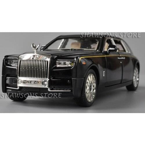 1:24 Scale Diecast Luxury Car Model Toys Rolls Royce Phantom Pull Back Replica With Sound & Light