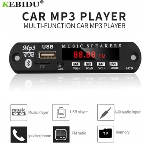 Kebidu Bluetooth MP3 Player Decoder USB 3.5 mm AUX Audio Board FM Radio TF Handfree Car Kit For Car For Iphone Android Phone