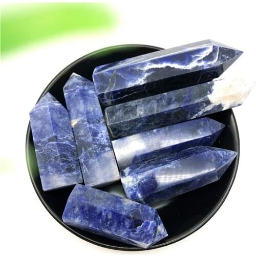 Natural Blue Sodalite Quartz Obelisk Crystal Wand Point Healing Stones Specimen Natural Stones and Minerals