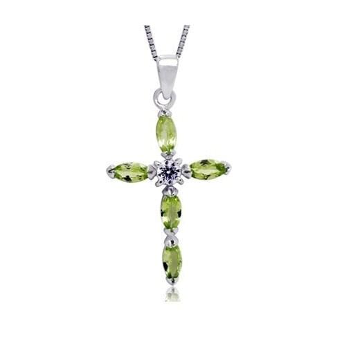 Natural green peridot Pendant natural olivine Exquisite mysterious energy cross pendant 925 sterling silver Women party jewelry