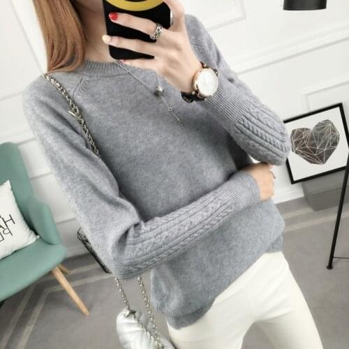 OHCLOTHING New sweater pullov Hitz Korean women loose sleeve head long sleeved all-match twist thin sweater knit female backing