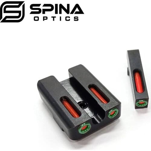 SPINA OPTICS Real Red green Fiber Optic Front sight with Combat Rear Sights focus-lock