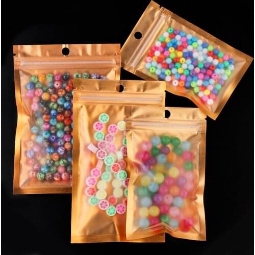 20-50Pcs Aluminum Foil Ziplock Bag Gold Color Waterproof Reclosable Pouches Packaging For DIY Jewelry Beads Making