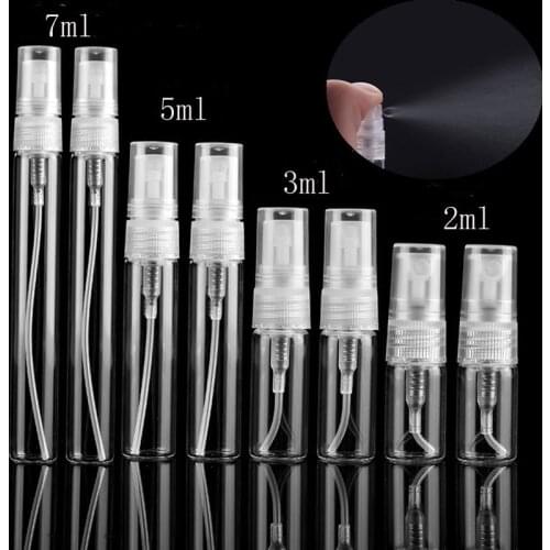 100 X 2ML 3ML 5ML 7ML Portable Refillable Perfume Bottle Glass Mini Cosmetics Sprayer Bottle Sample Test Tube Thin Glass Vial
