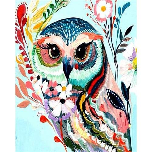 Frame Colorful Owl Diy Paint By Numbers Kit Animals Handpainted Painting By Numbers Modern Wall Art Canvas Painting Art 40X50CM