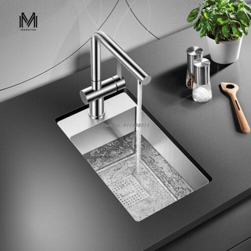 304 Stainless Steel Manual Sink Single Sink Small Vegetable Sink Pantry Bar Counter Zhongdao Balcony Wine Cabinet Basin