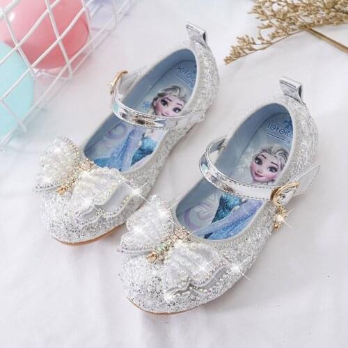 2021 Disney Frozen Elsa Sandals for Girls Children Party Dancing Shoes Kids Frozen Princess Sandals Shining Sandals Flat Shoes