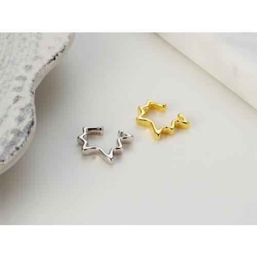 ONLY 1PC 100% real. Authentic 925 Sterling silver White/ Gold Wave Clip Earrings (No pierced) jEWELRY TLE1028